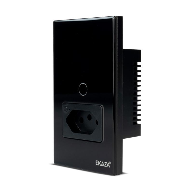 Interruptor Inteligente Wi-Fi 4x2 de 1 Botões Preto + 1 Tomadas Interruptor Inteligente Wi-Fi 4x2 de 1 Botões Preto + 1 Tomadas